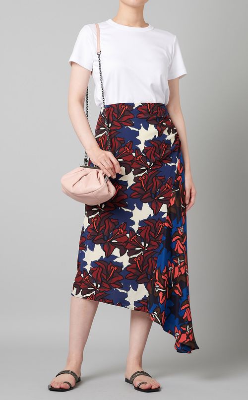 アシンメトリーヘムプリントスカート