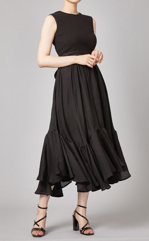 ベルト付フレアヘムワンピース