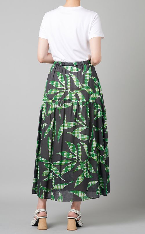 リーフ柄ギャザーフレアスカート
