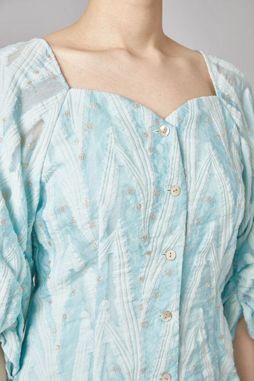 ラメジャガードブラウス