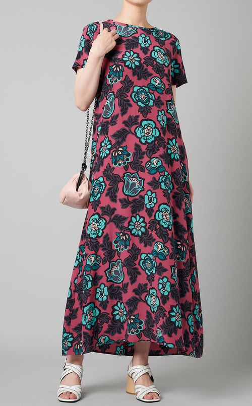 フラワープリントミディワンピース