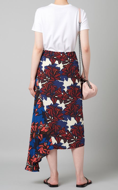 アシンメトリーヘムプリントスカート