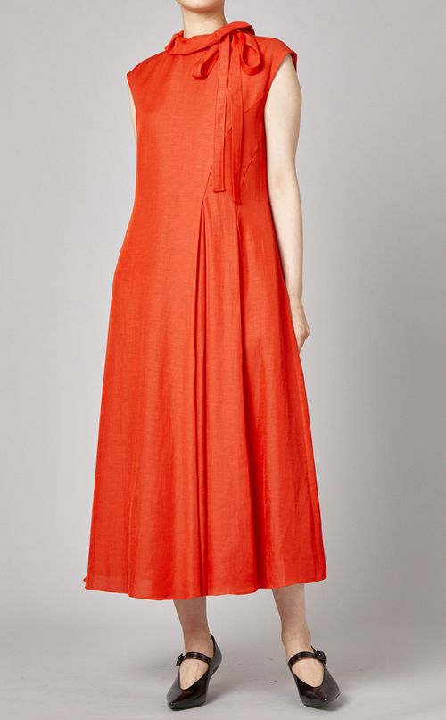 2wayネックリネン混ワンピース