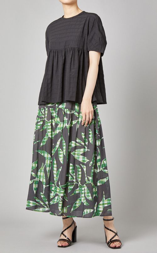 リーフ柄ギャザーフレアスカート