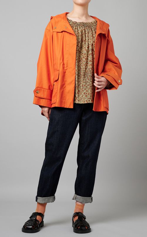 プリントギャザーネックブラウス