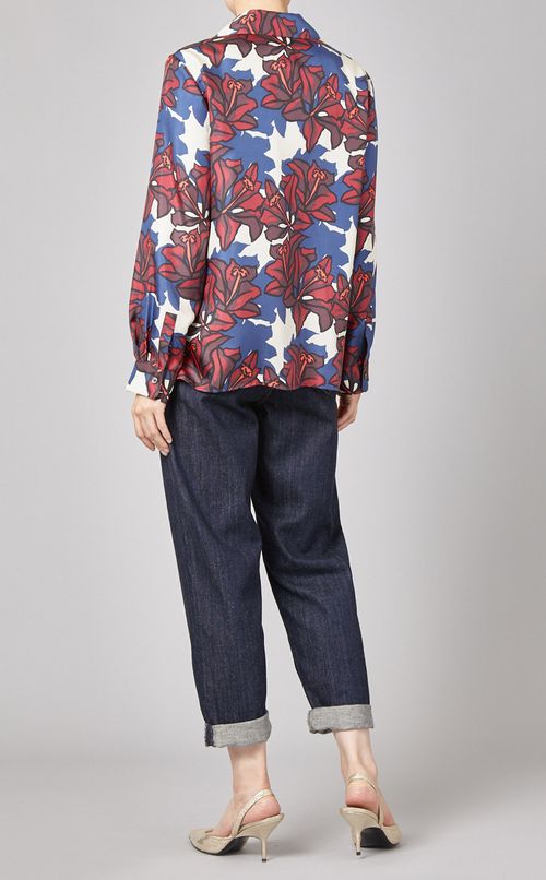 フラワープリントテーラードシャツ