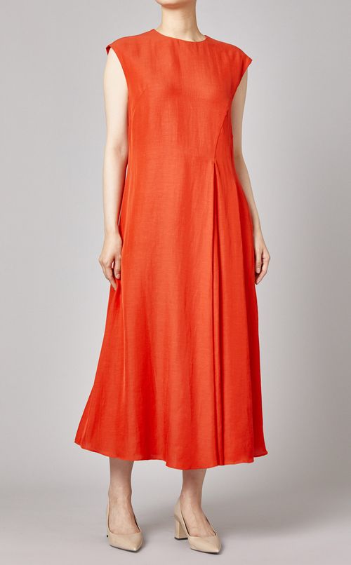 2wayネックリネン混ワンピース