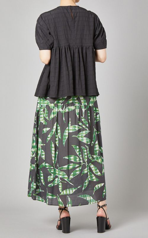 ボーダーサッカーギャザーブラウス