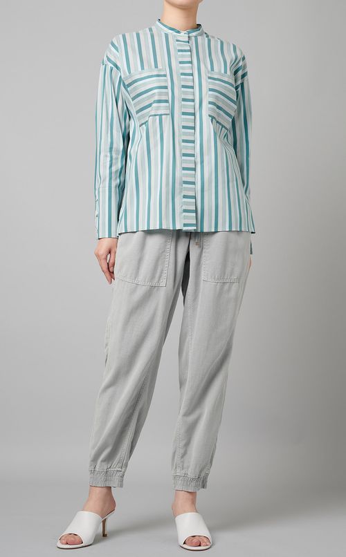 ストライプスタンドネックシャツ