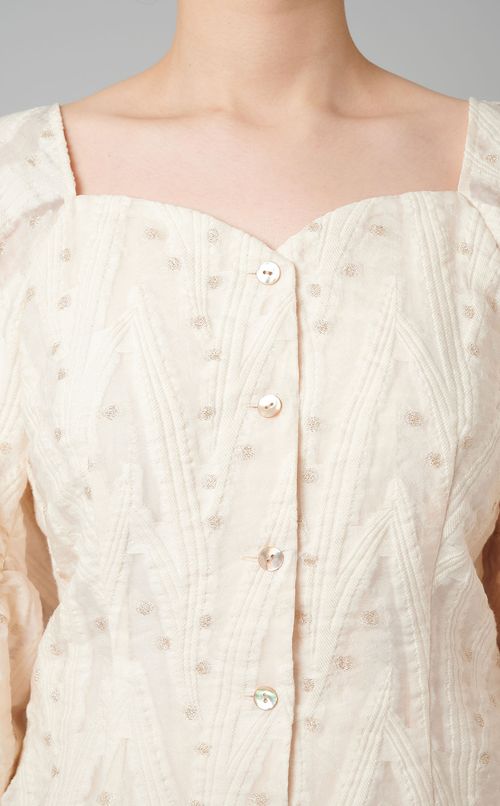 ラメジャガードブラウス