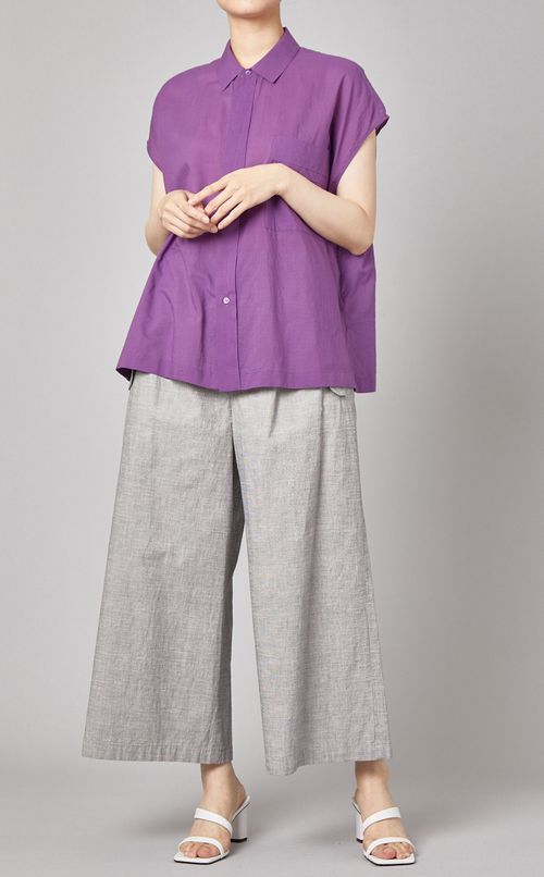 フレンチスリーブコットンシャツ