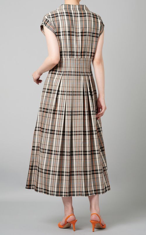 チェックプリントフレアワンピース