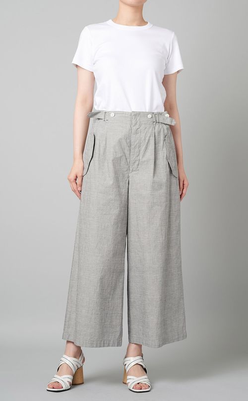 シャンブレーワイドクロップドパンツ