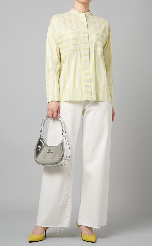 ストライプスタンドネックシャツ