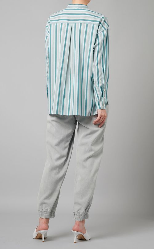 ストライプスタンドネックシャツ