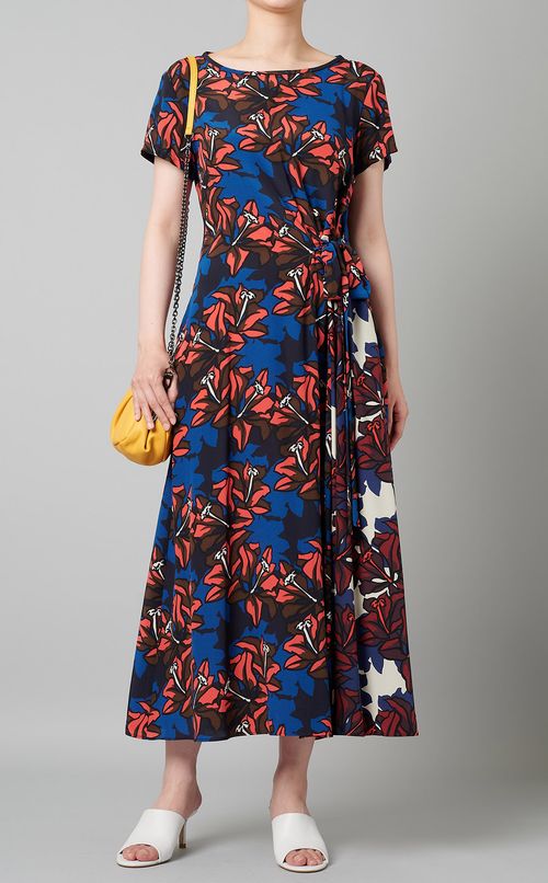 ウエストリボンプリントワンピース