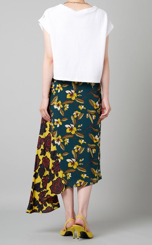 アシンメトリーヘムプリントスカート