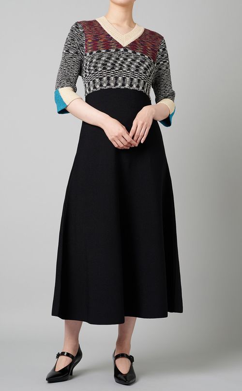 カラーブロックニットワンピース