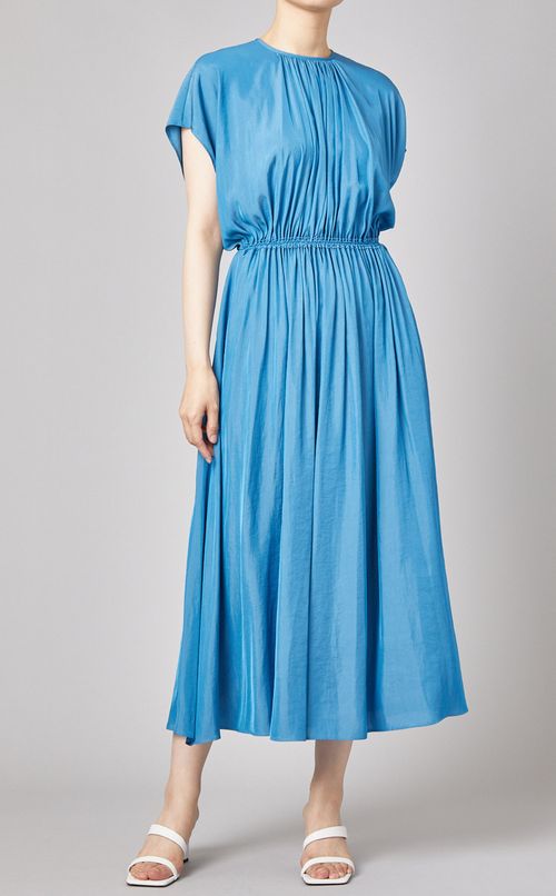 ギャザーデザインフレアワンピース