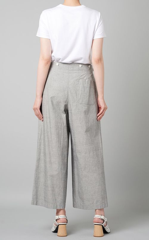 シャンブレーワイドクロップドパンツ