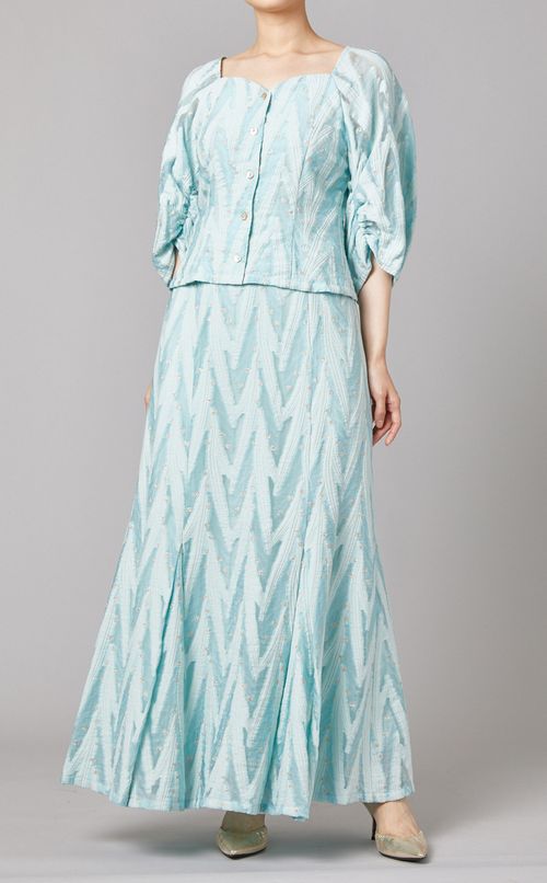 ラメジャガードブラウス