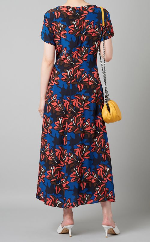 ウエストリボンプリントワンピース