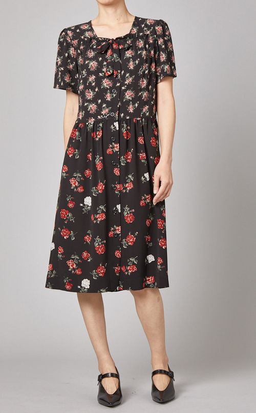 フラワープリントコンビワンピース