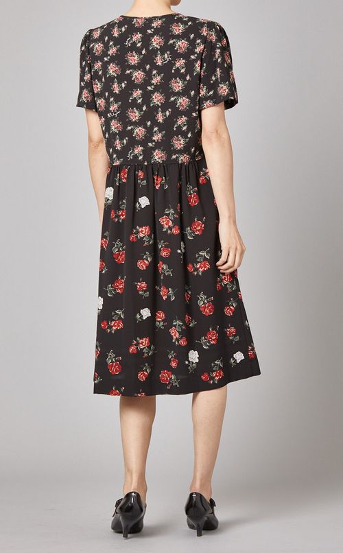 フラワープリントコンビワンピース