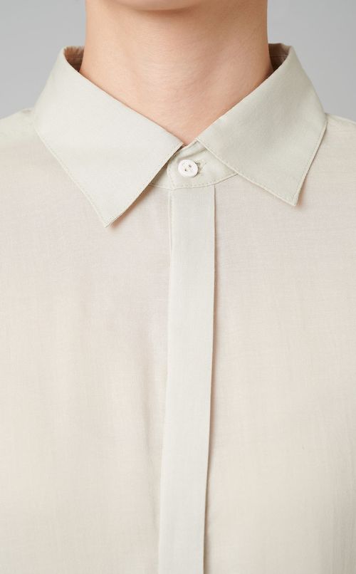 スリーブギャザーシャツワンピース