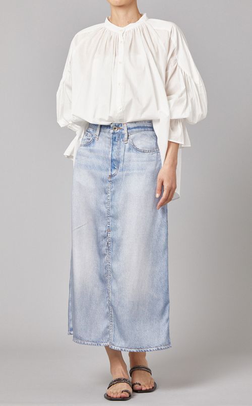 袖シャーリングコットンブラウス