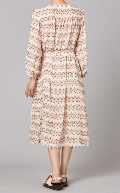 幾何柄調フレアワンピース