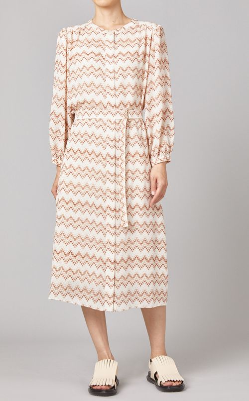 幾何柄調フレアワンピース