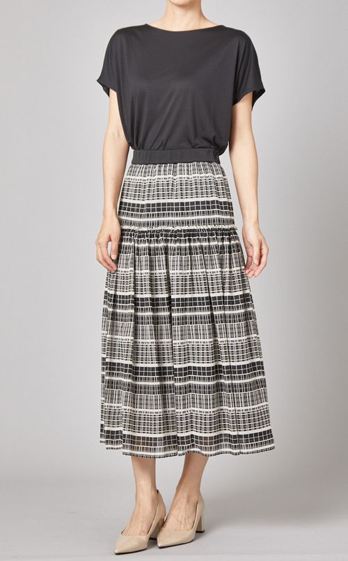 プリントティアードスカート