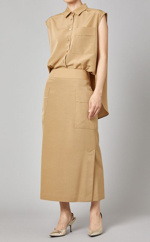 バックタックノースリーブシャツ