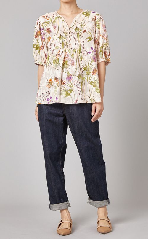 フラワープリントブラウス