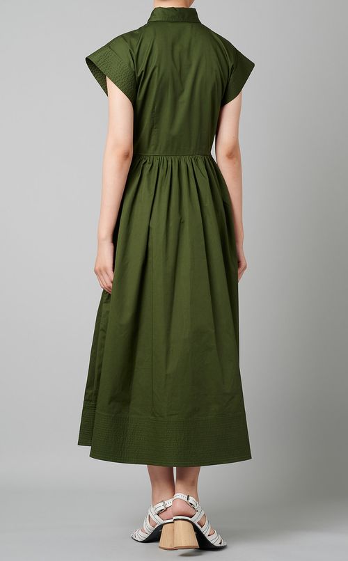 キャップスリーブロングシャツワンピース