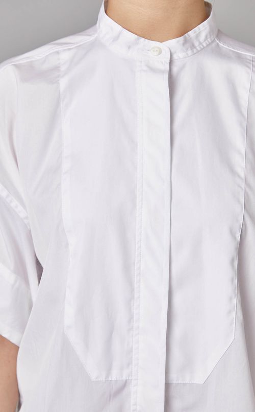 コットンスタンドカラーシャツ