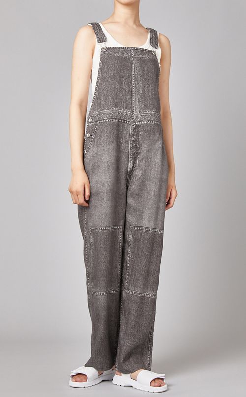 デニムプリントオーバーオール