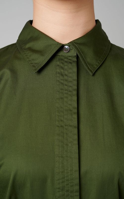 キャップスリーブロングシャツワンピース