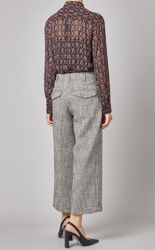 フロントポケットフラワープリントシャツ