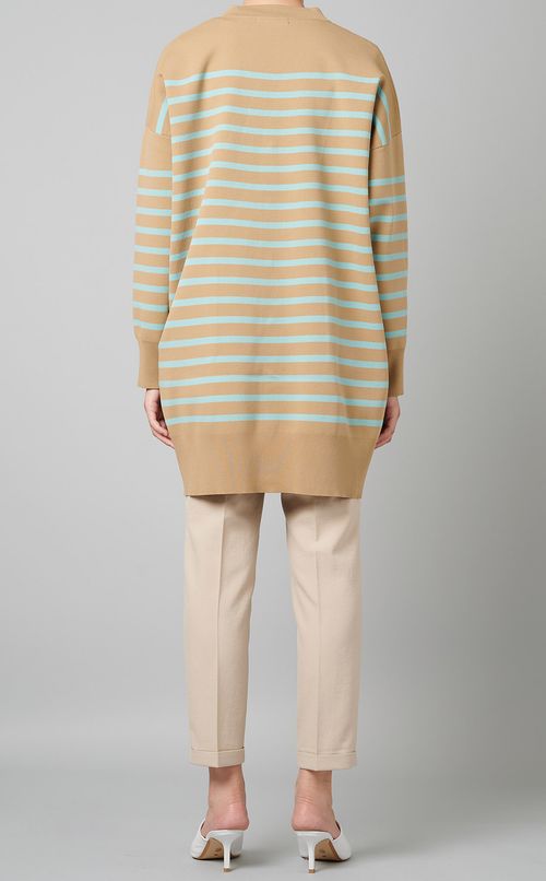 ボーダーニットミドルカーディガン