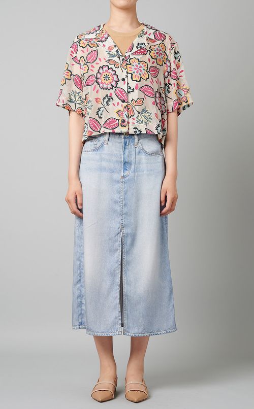 フラワープリントショートシャツ