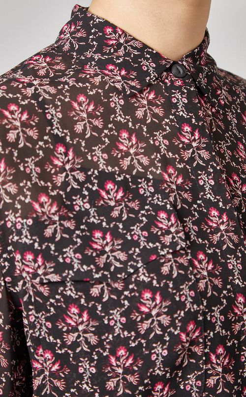 フロントポケットフラワープリントシャツ