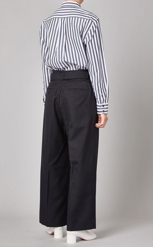 ベルト付ウールワイドパンツ