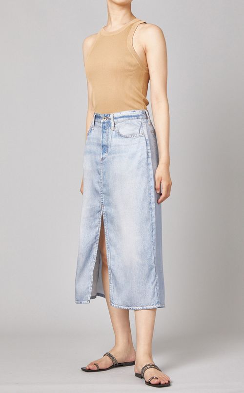 フロントスリットデニムプリントスカート