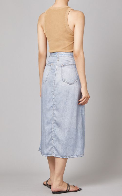 フロントスリットデニムプリントスカート