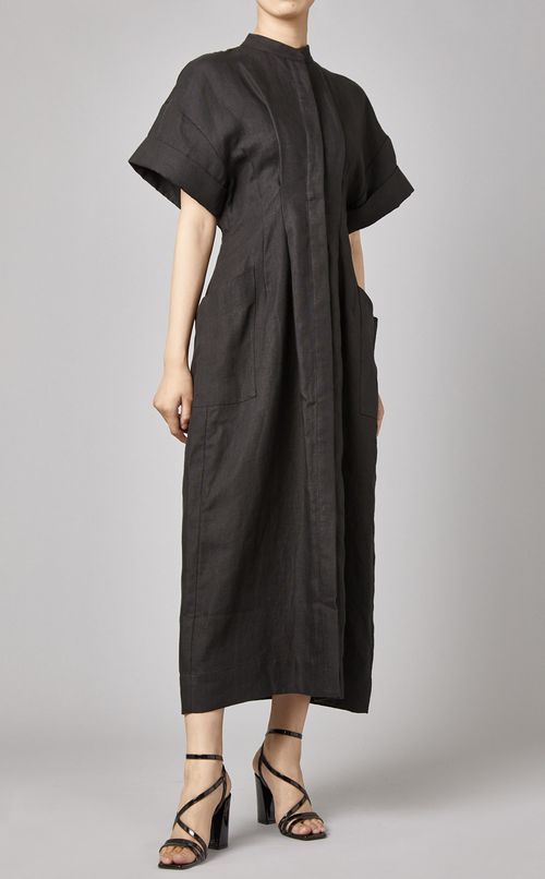 サイドポケットリネンワンピース