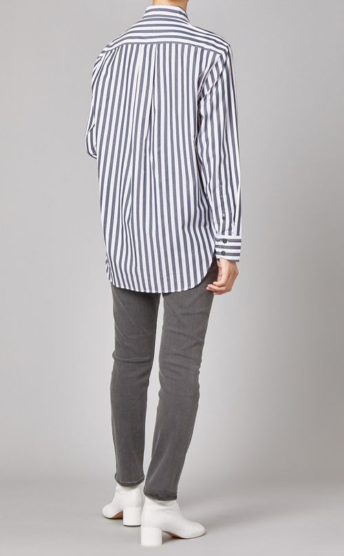 ボリュームスリーブストライプシャツ