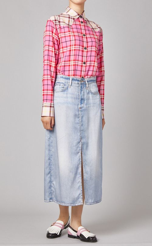 フロントスリットデニムプリントスカート