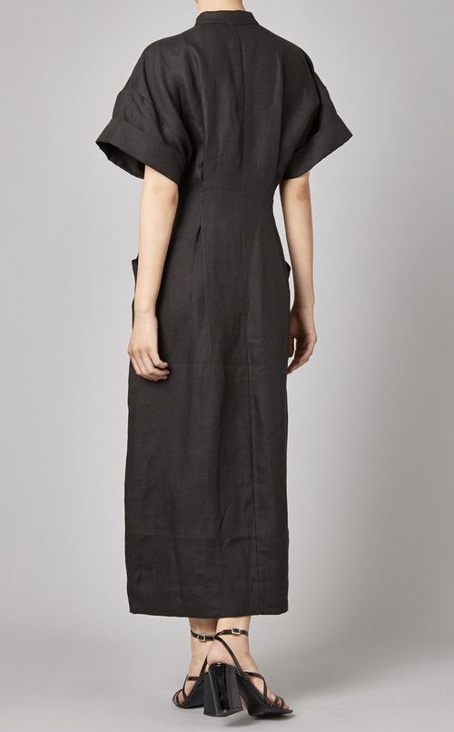 サイドポケットリネンワンピース